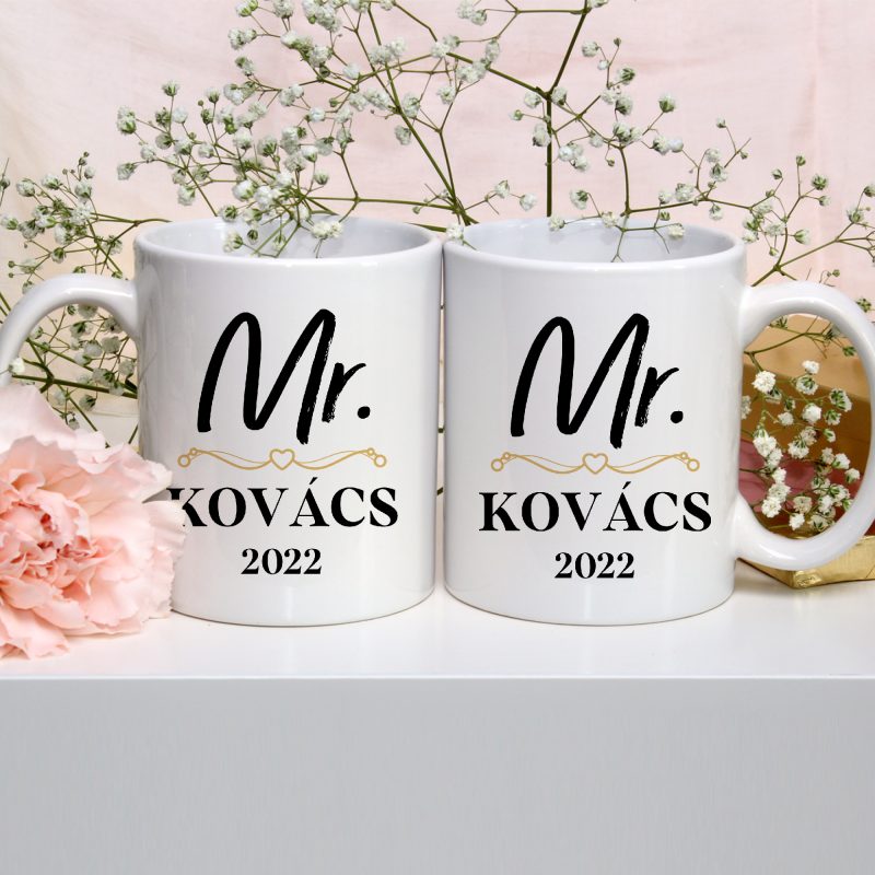 Mr. és Mrs. névvel páros bögre Lovenir.hu