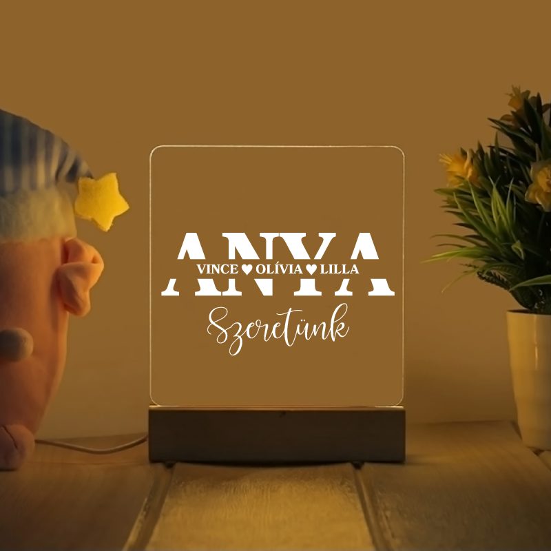 Anya szeretünk, nevekkel LED lámpa Lovenir.hu