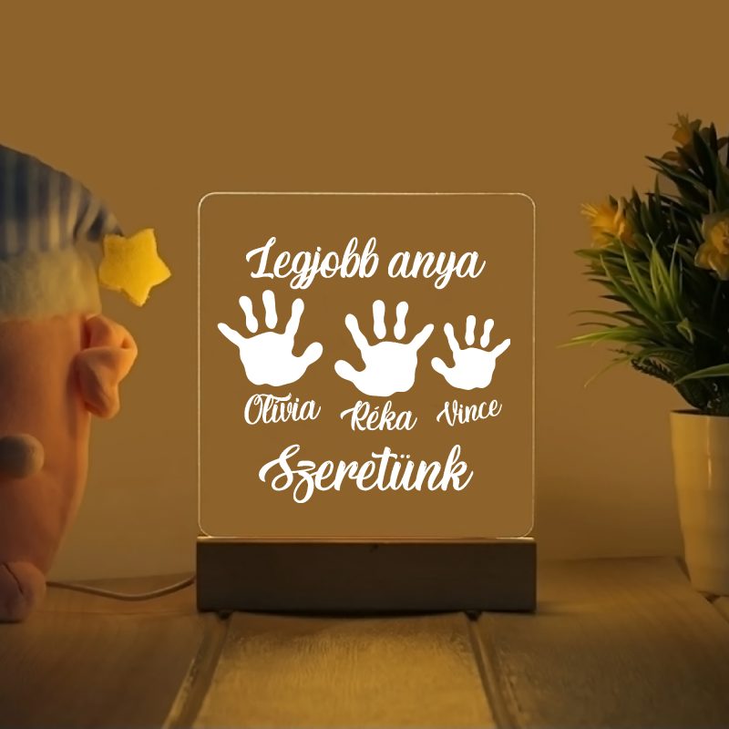 Legjobb anya, 3 névvel LED lámpa Lovenir.hu