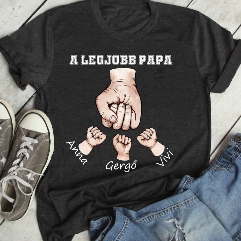 A legjobb Papa és unokái ököl pacsi férfi póló Lovenir.hu