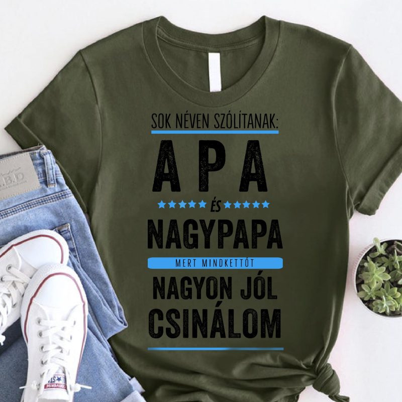 Sok néven szólítanak apa és nagypapa póló Lovenir.hu