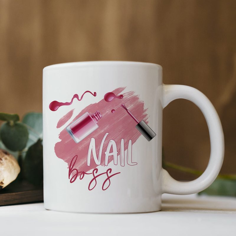 Nail boss rózsaszín mintás bögre Lovenir.hu