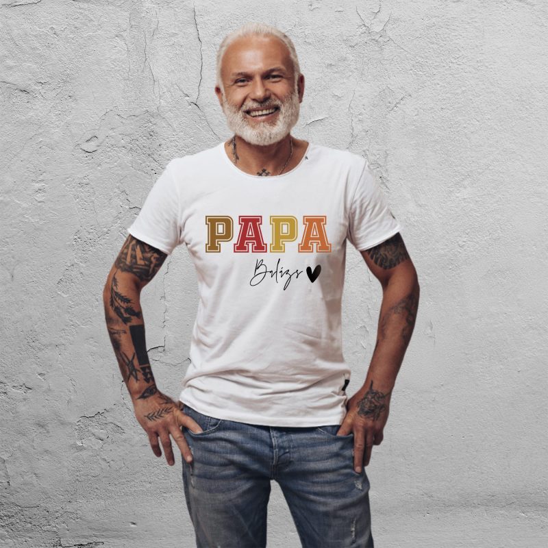 Színes Papa feliratos póló nevekkel Lovenir.hu