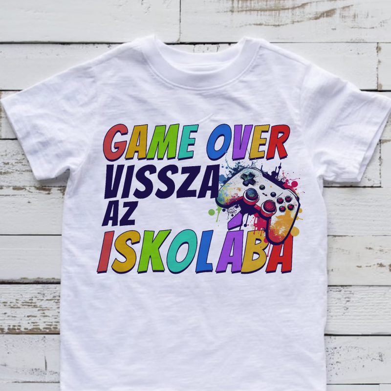 Game over vissza az iskolába gyerek póló Lovenir.hu