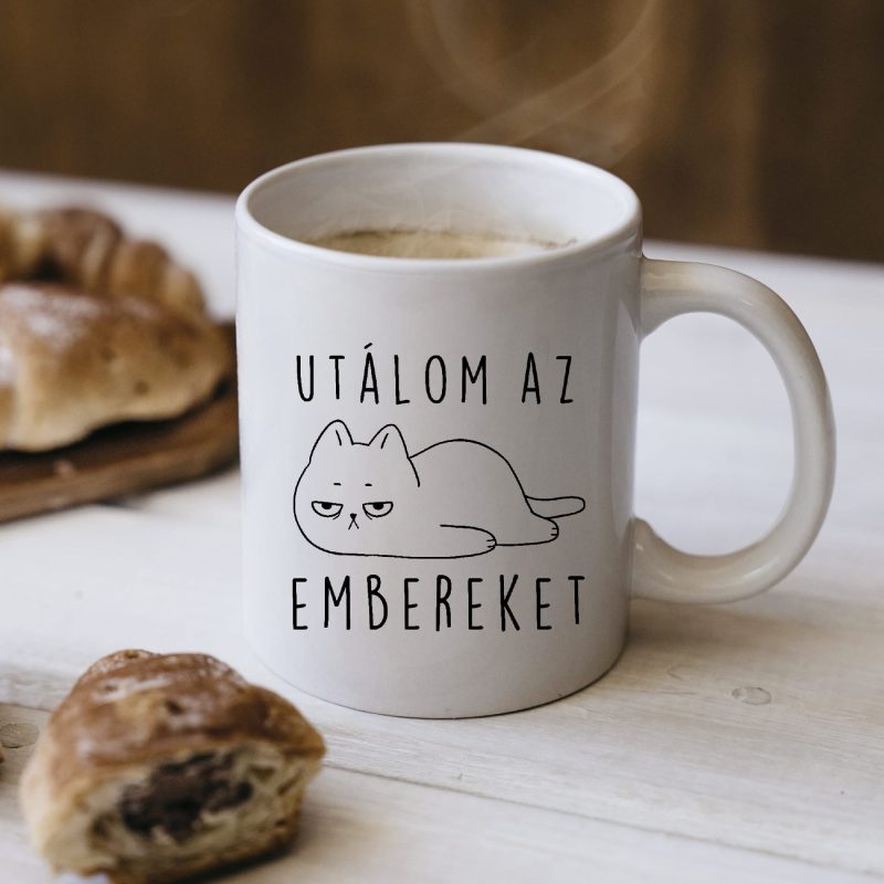 Utálom az embereket macskás bögre Lovenir.hu