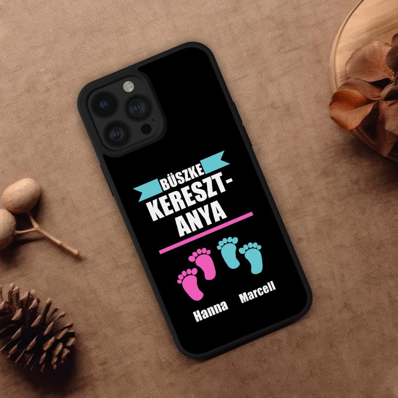 Büszke keresztanya telefontok talp nyomokkal, nevekkel Lovenir.hu