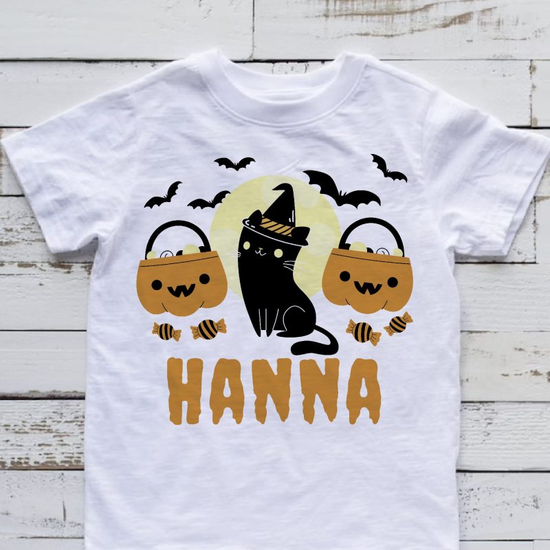 Halloweeni cukorka gyűjtő cicás gyerek póló Lovenir.hu
