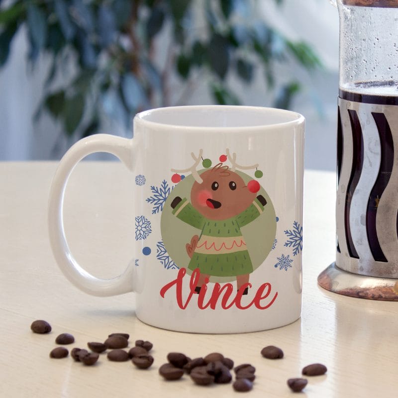 Boldog rénszarvasos bögre, névvel Lovenir.hu
