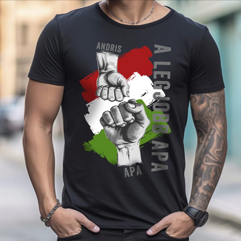 A legjobb apa magyar zászlós, ökölpacsis póló Lovenir.hu
